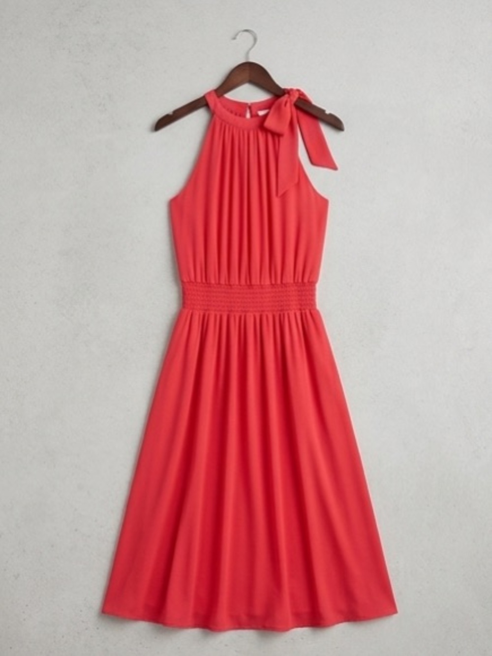 INC International Concepts Red Shoulder Tie Midi Dress